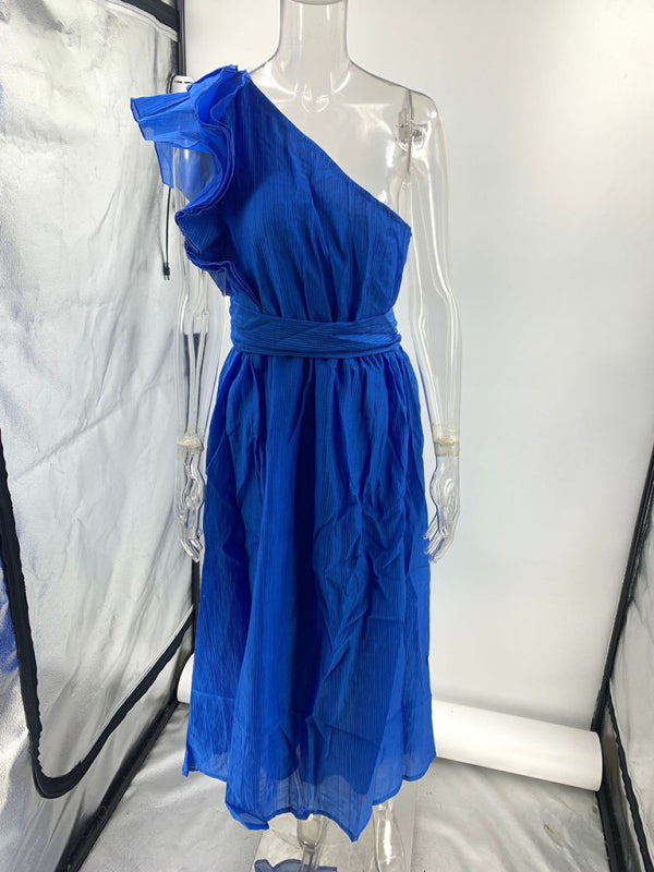 Sexy Solid Color Off-shoulder Backless Dress