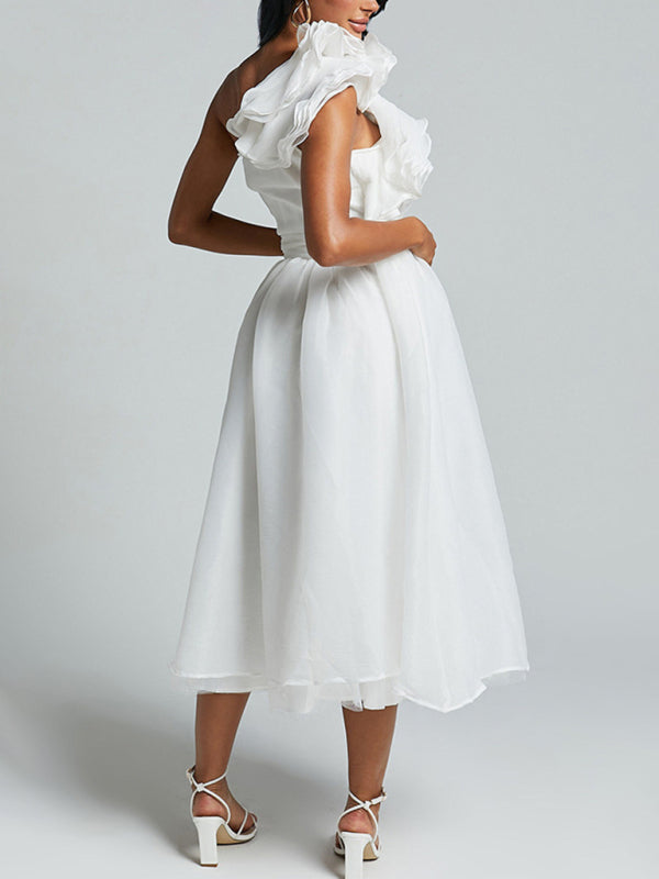 Sexy Solid Color Off-shoulder Backless Dress