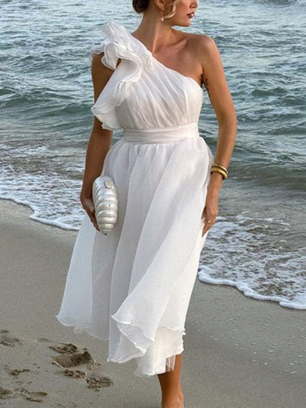 Sexy Solid Color Off-shoulder Backless Dress