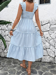Resort Stripe Ruffle Slip Dress
