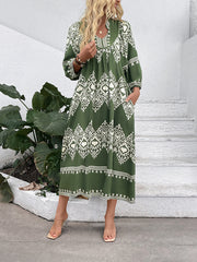 Casual holiday ethnic style geometric print loose dress