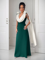 V-neck contrast sleeveless dress