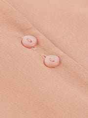 Maternity Drawstring Waist Short Sleeve Button Dress