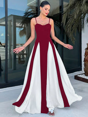 Contrasting Color Plaid Halter Dress