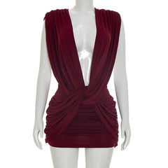 Crisscross Sleeveless Pleated Dress