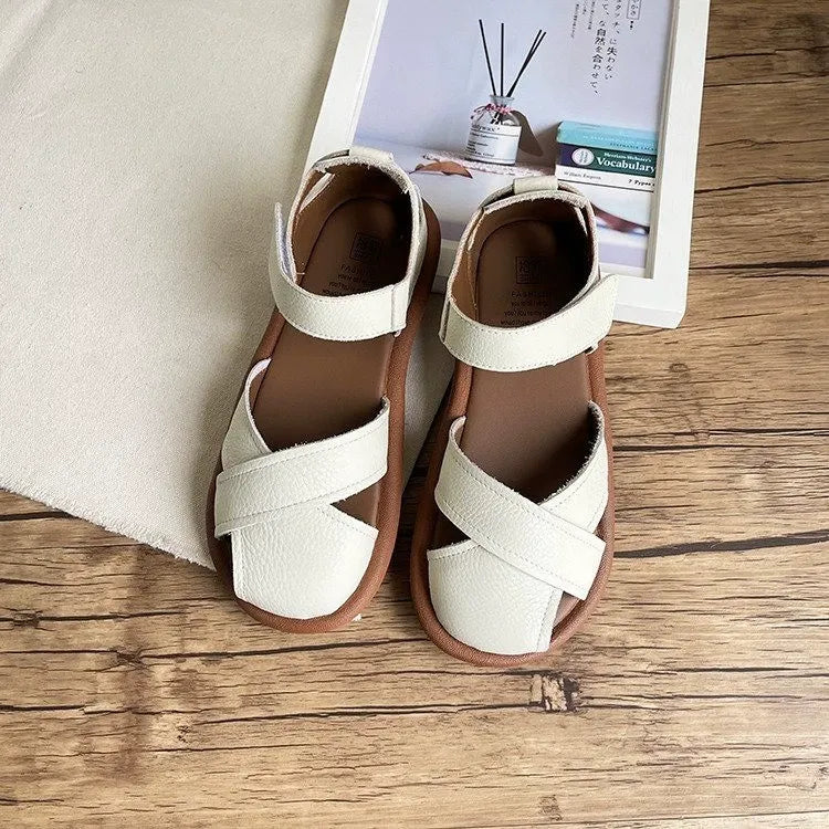 Velcro Cross Strap Platform Sandals