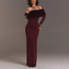 Down-Lined One-Shoulder Dress