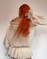 Blusa de tul liso con media manga
