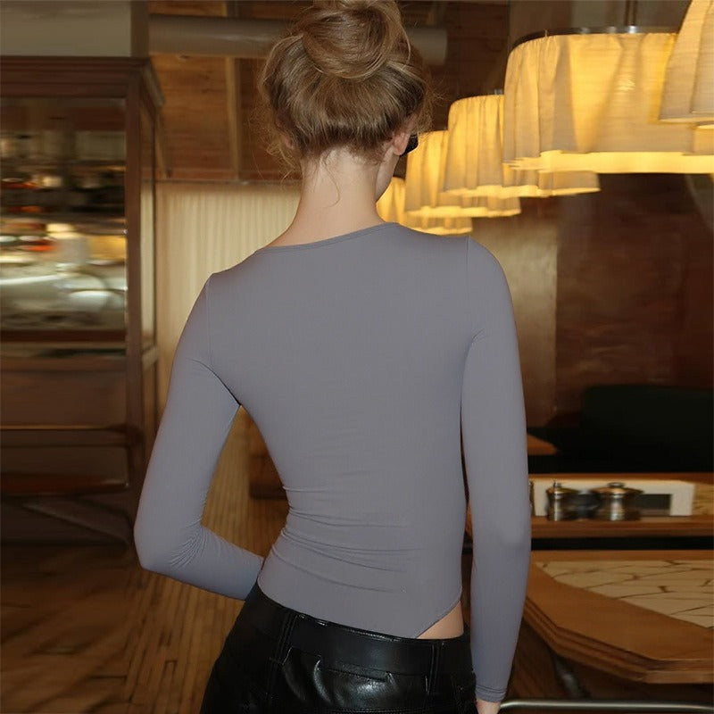 A Corset V-Neck Long-Sleeved Jumpsuit