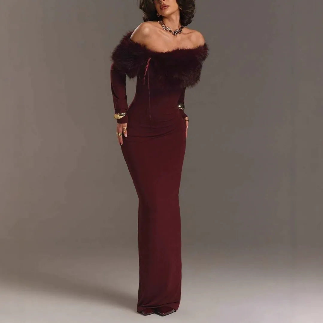 Down-Lined One-Shoulder Dress