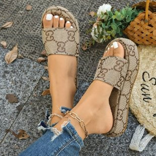 Printed Platform Thick Sole Sandals