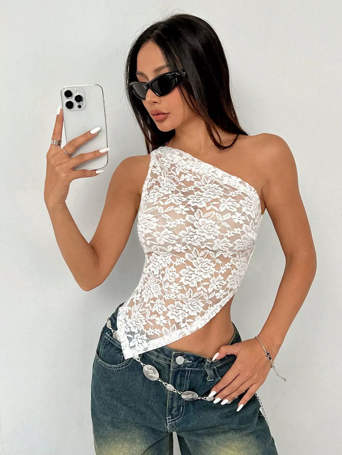 Asymmetrical Single-Shoulder Collar Top