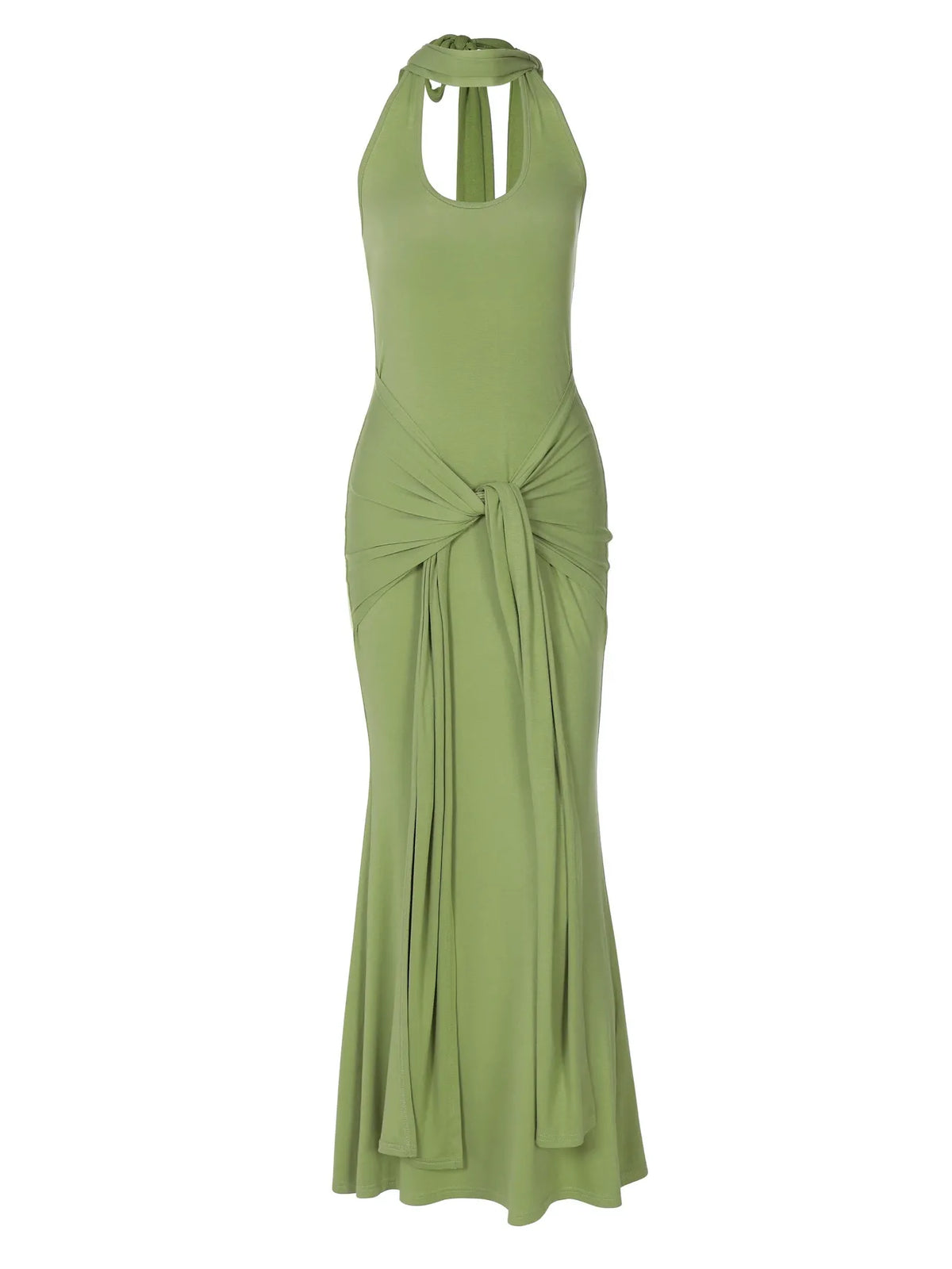 A Slimming Collar-Neck Backless Dress