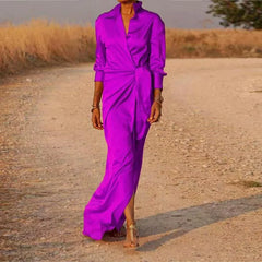Party-Maxikleid aus Satin mit Stehkragen