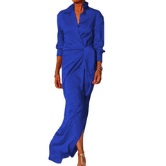 Party-Maxikleid aus Satin mit Stehkragen