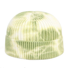 Gestrickte Beanie mit Batikmuster und Umschlag