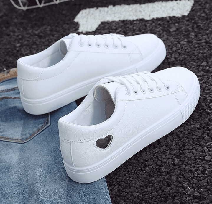 Leather Heart White Sneakers