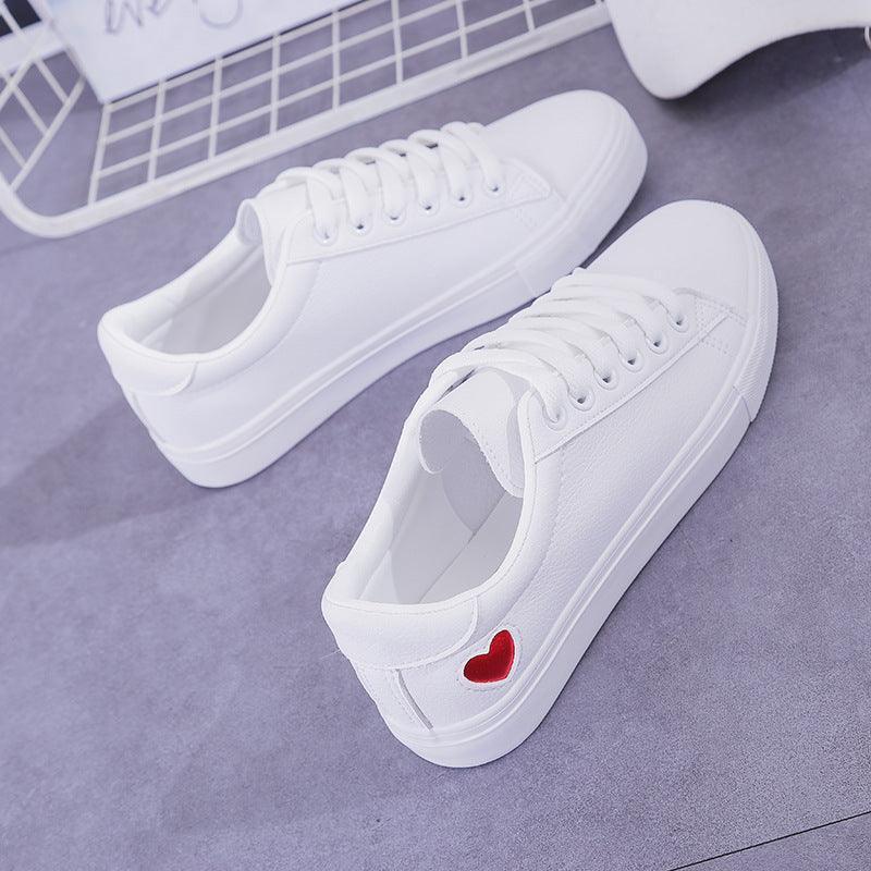 Leather Heart White Sneakers