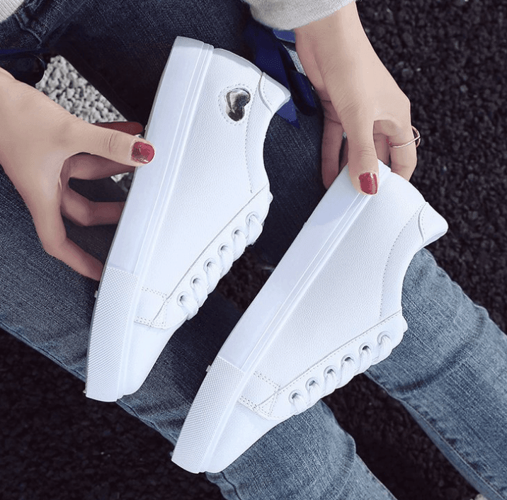 Leather Heart White Sneakers