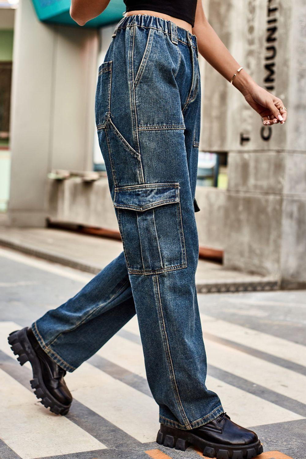 Locker sitzende lange Hose mit Taschen