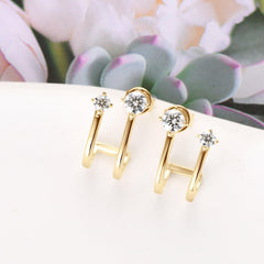 Pendientes de aro en forma de C de plata de ley 925 con moissanita