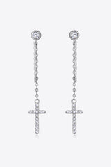 Moissanit 925 Sterling Silber Kreuz Ohrringe