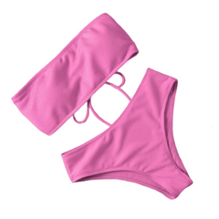 Trägerloser, gepolsterter Bikini mit hoher Taille für Damen