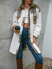 Plaid Dropped Shoulder Longline Coat Jacket