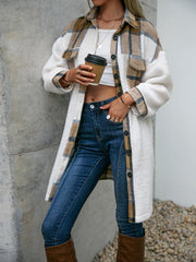 Plaid Dropped Shoulder Longline Coat Jacket