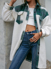 Plaid Dropped Shoulder Longline Coat Jacket