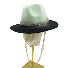 Punk Ombre Green to Black Fedora Embellished Hat