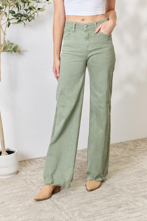 Raw Hem Jade Wide-Leg Jeans