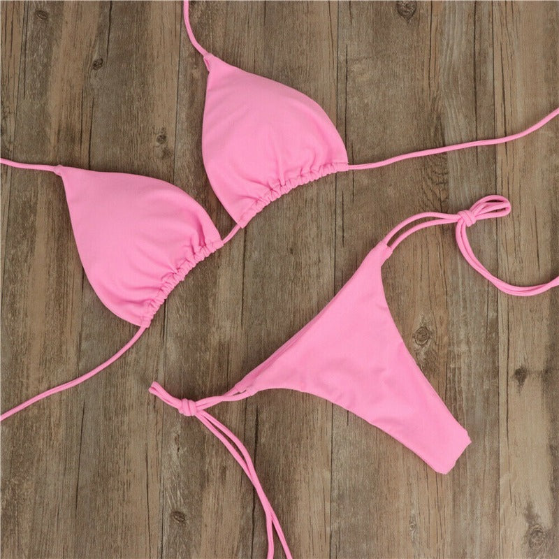 Conjunto de bikini de corte alto con sujetador push-up para mujer