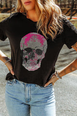 T-Shirt mit Rundhalsausschnitt und Totenkopf-Print
