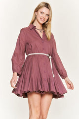 VESTIDO CAMISA CON VUELO LISO KRD4190