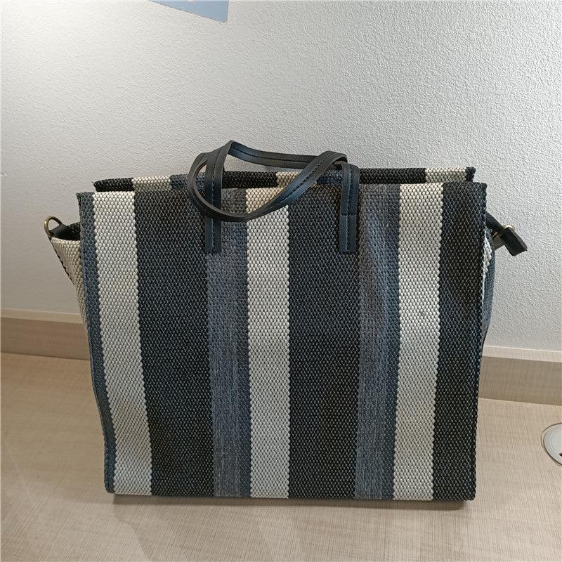 Striped Shoulder Canvas Bag