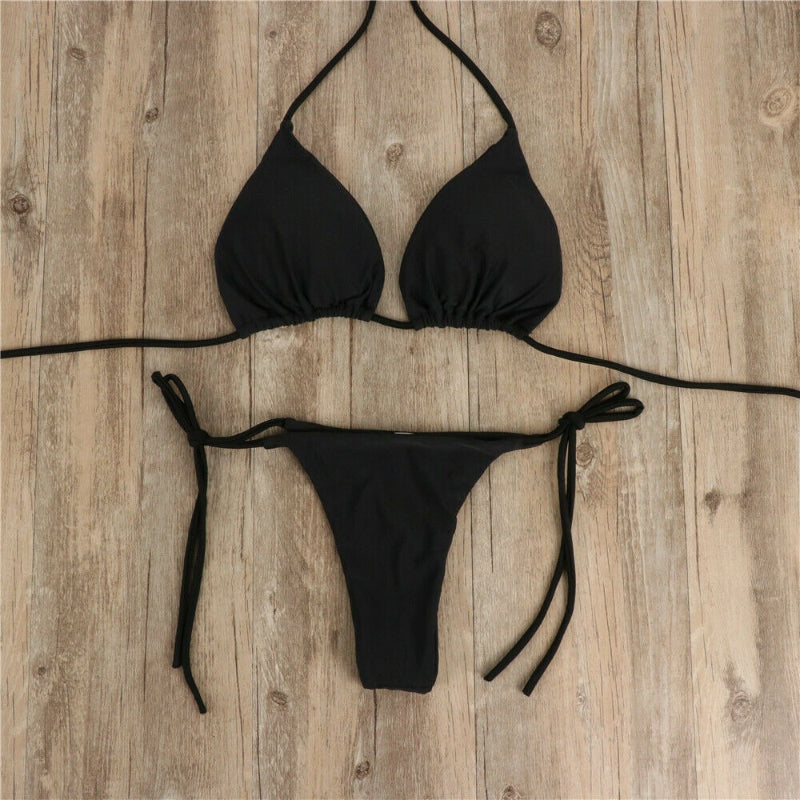 Conjunto de bikini de corte alto con sujetador push-up para mujer