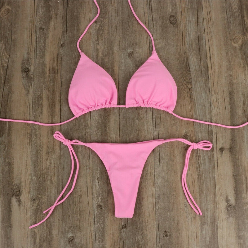 Conjunto de bikini de corte alto con sujetador push-up para mujer