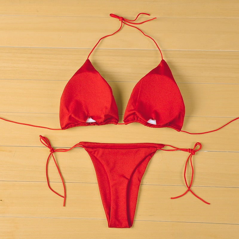 Conjunto de bikini de corte alto con sujetador push-up para mujer