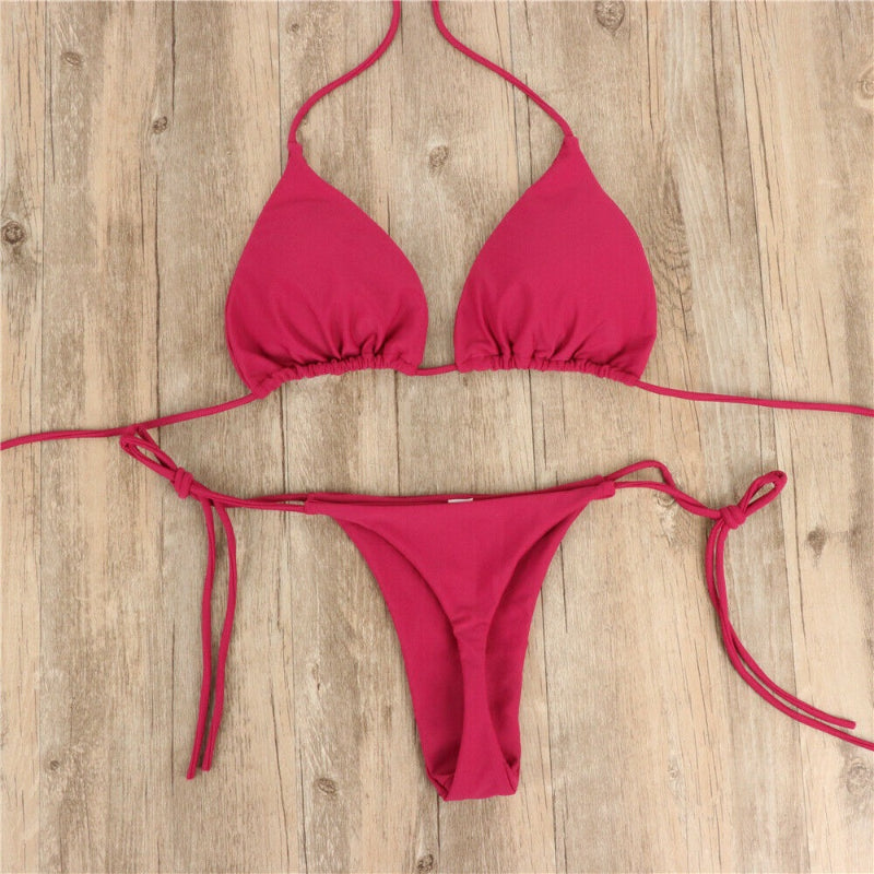 Conjunto de bikini de corte alto con sujetador push-up para mujer