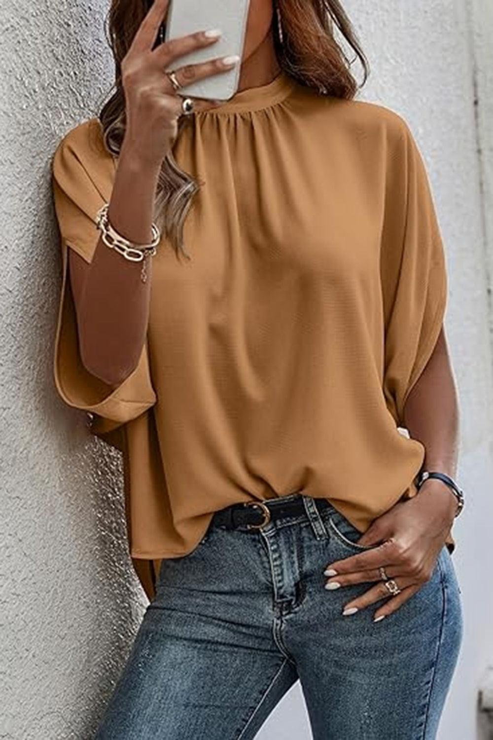 Tie Back Slit Half Sleeve Top