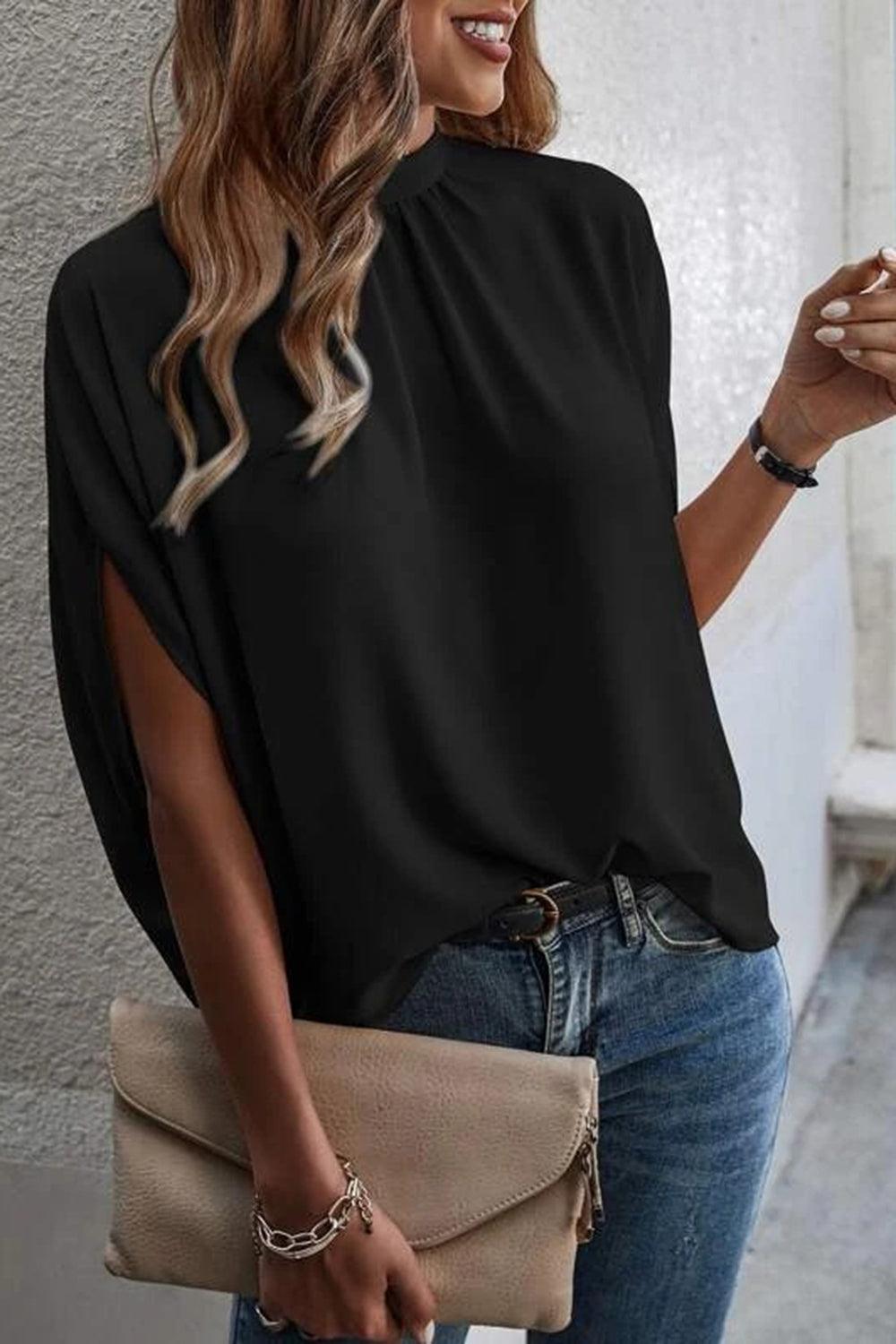 Tie Back Slit Half Sleeve Top