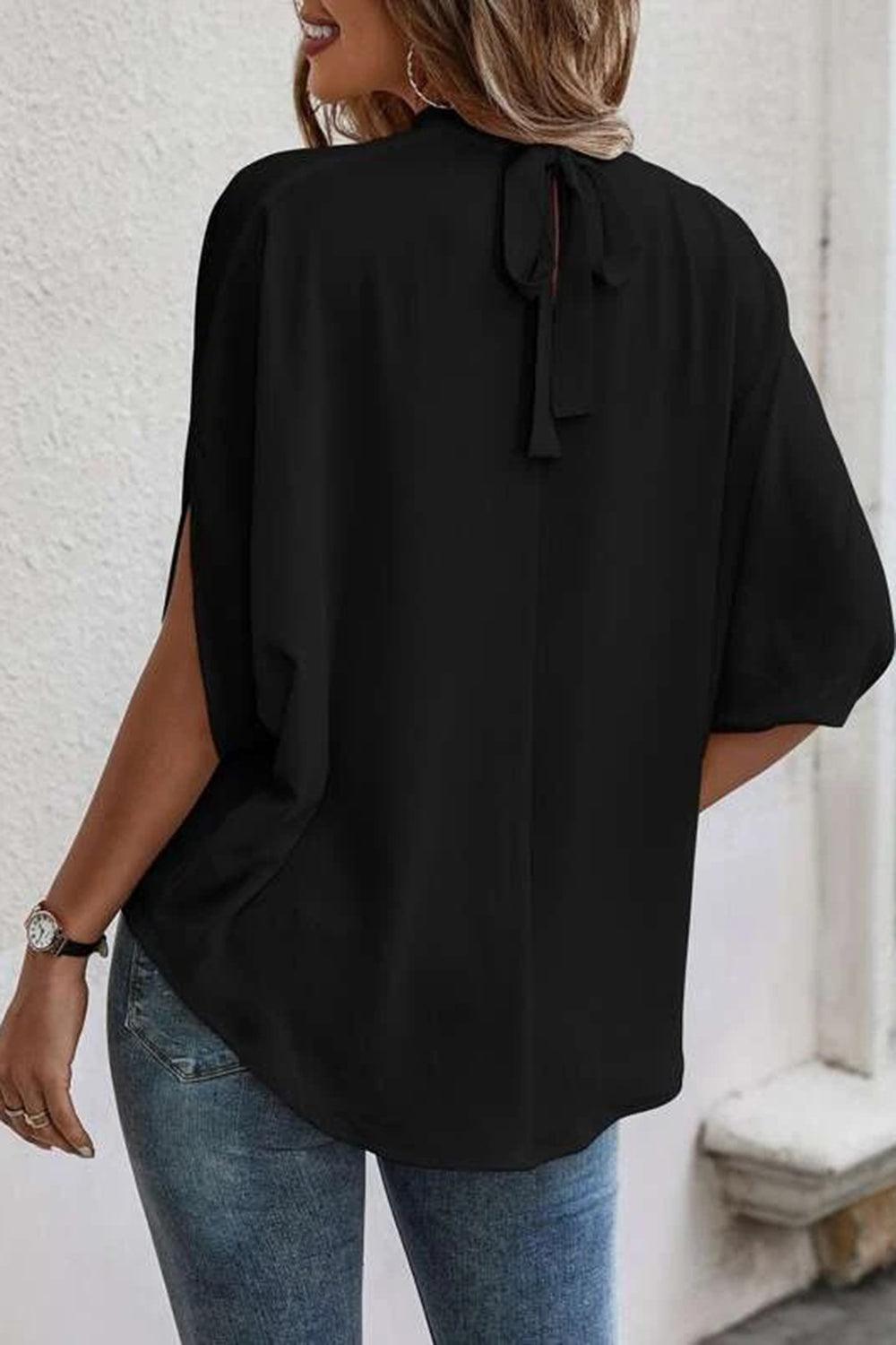 Tie Back Slit Half Sleeve Top