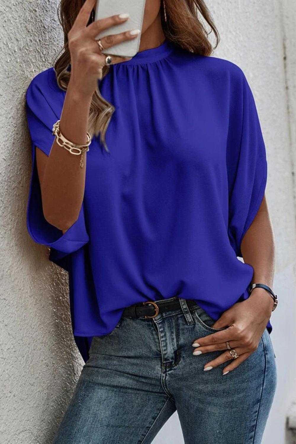 Tie Back Slit Half Sleeve Top