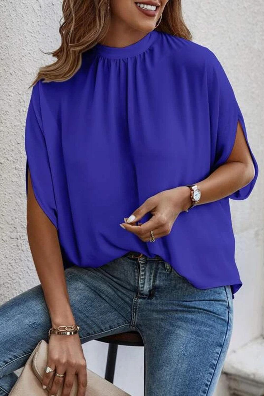 Tie Back Slit Half Sleeve Top