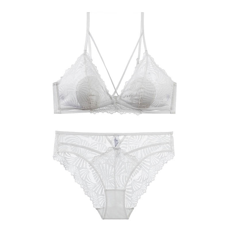 Fancy Embroidery Wire-Free Bralette And Panty Set