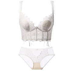 French Lace Embroidery Push Up Brassiere Set