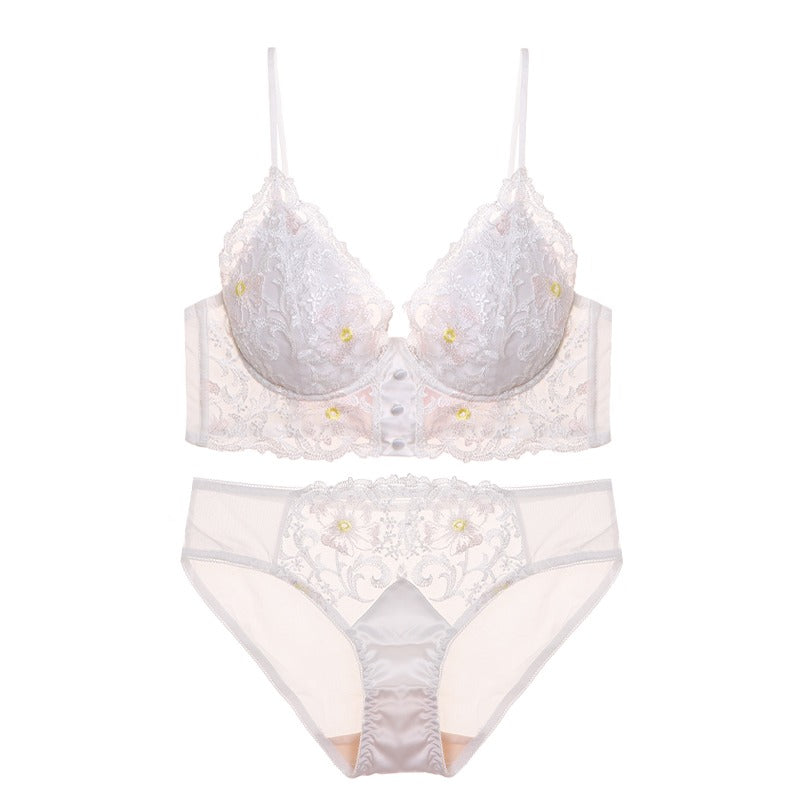 Embroidery Lace French Wireless Bralette Set