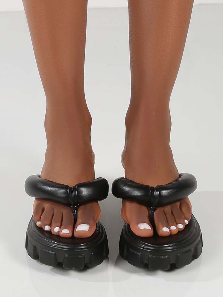 Chunky Sole Thong Strap Sandals