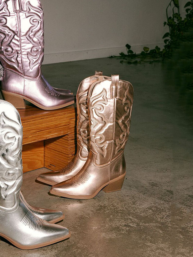 PU Leather Cowboy Boots